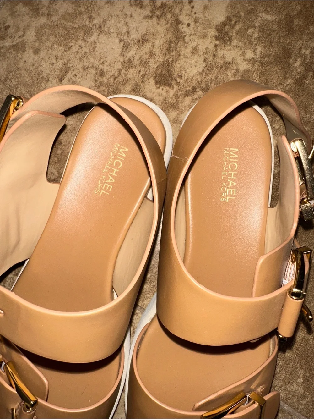 Michael Kors Women's Tan Buckle Strap Platform Sandals